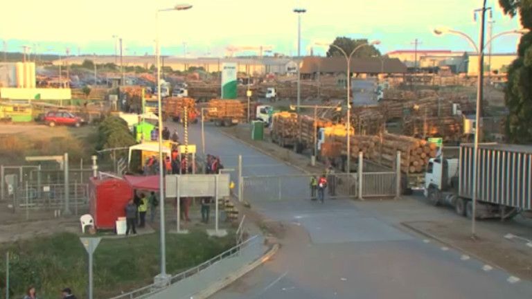 Camioneros bloquearon acceso planta Horcones de Arauco exigen seguridad en zonas de conflicto mapuche