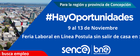 ESTE VIERNES FINALIZA LA FERIA LABORAL EN LÍNEA #HAYOPORTUNIDADES DE SENCE BIOBÍO CON MÁS DE 4.500 VACANTES PARA LA PROVINCIA DE CONCEPCIÓN