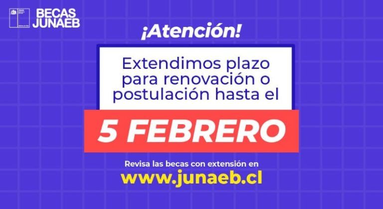 JUNAEB AMPLÍA PLAZO DE RENOVACIÓN Y POSTULACIÓN ONLINE DE BECAS