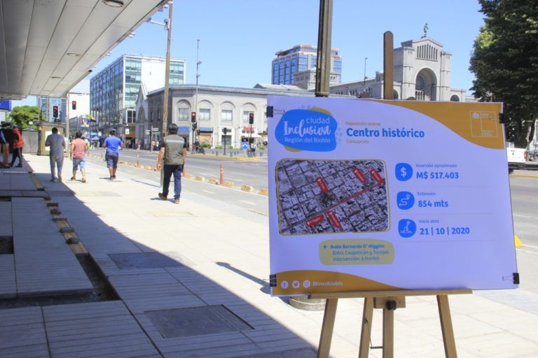50% DE AVANCE REGISTRA LA REPOSICIÓN DE ACERAS QUE EL MINVU REALIZA EN EL CENTRO DE CONCEPCIÓN