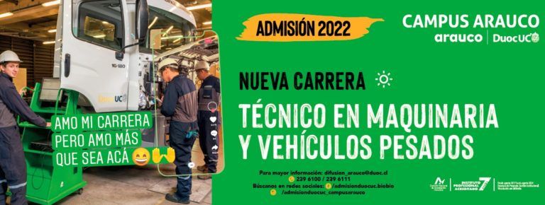 DUOC UC CAMPUS ARAUCO INCORPORA NUEVA CARRERA: TÉCNICO EN MAQUINARIA Y VEHÍCULOS PESADOS